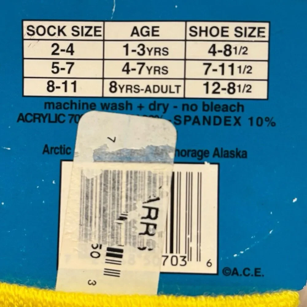 Vintage Alaska Moose Kids Crew Socks Colorful Wildlife Print Size 2–4 90s Y2K